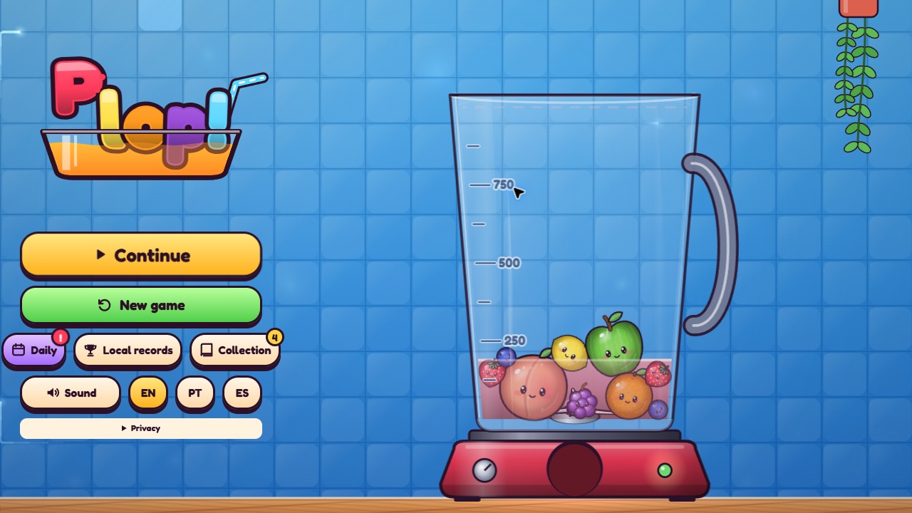 Plop menu screen