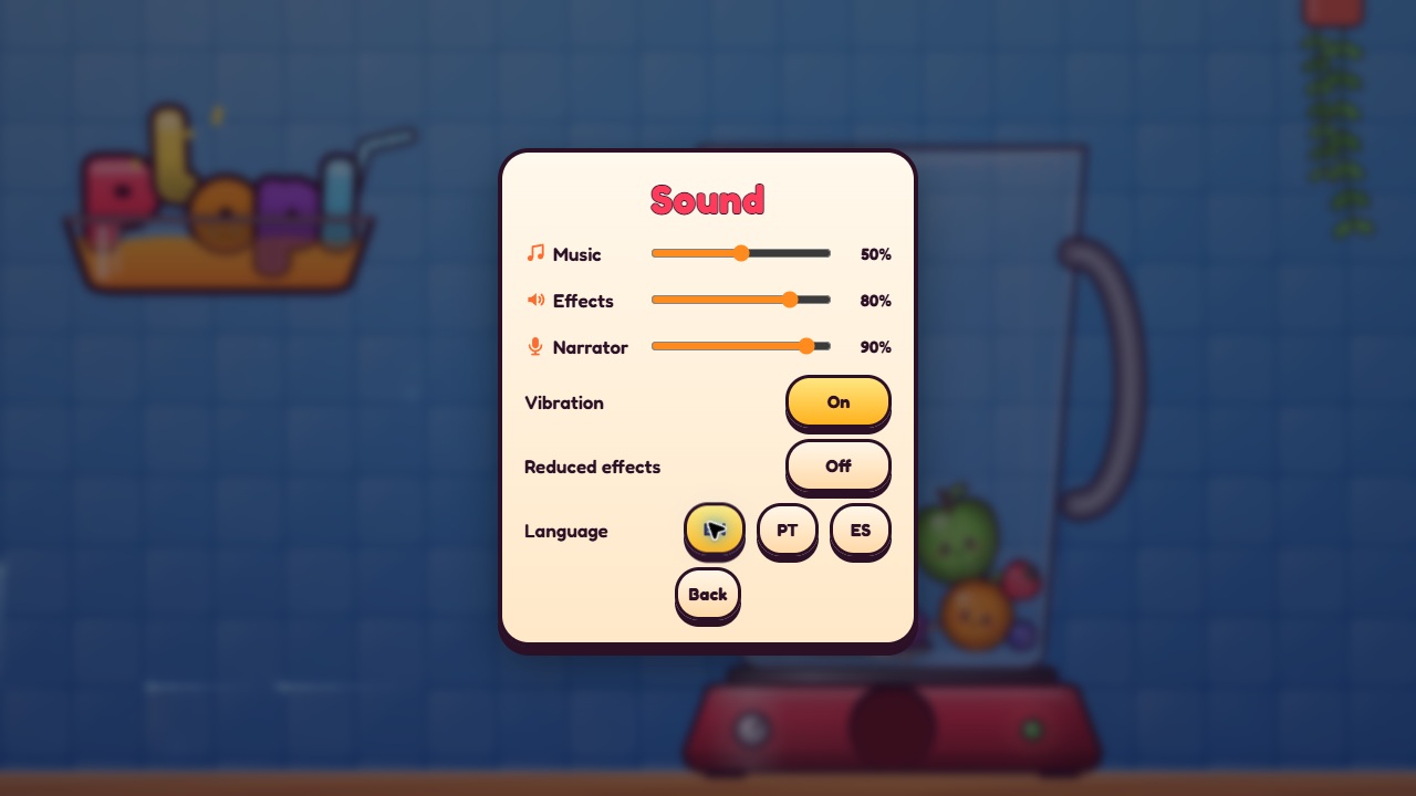 Plop settings screen
