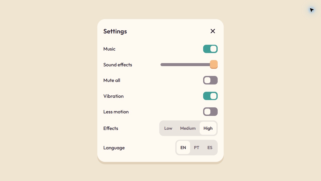 Trimora settings screen