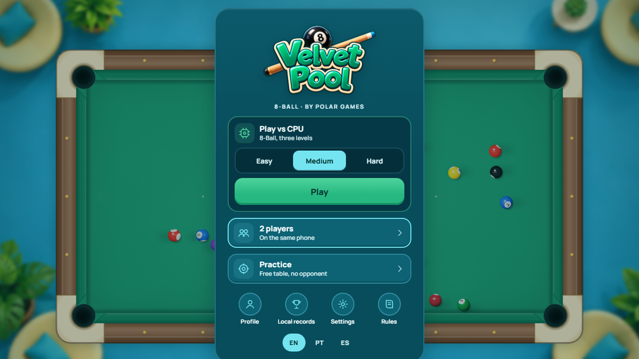 Main menu: modes and navigation
