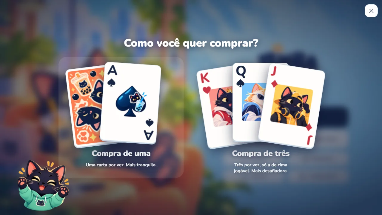 Tela Como você quer comprar do Boba Club com as opções Compra de uma, mais tranquila, e Compra de três, mais desafiadora