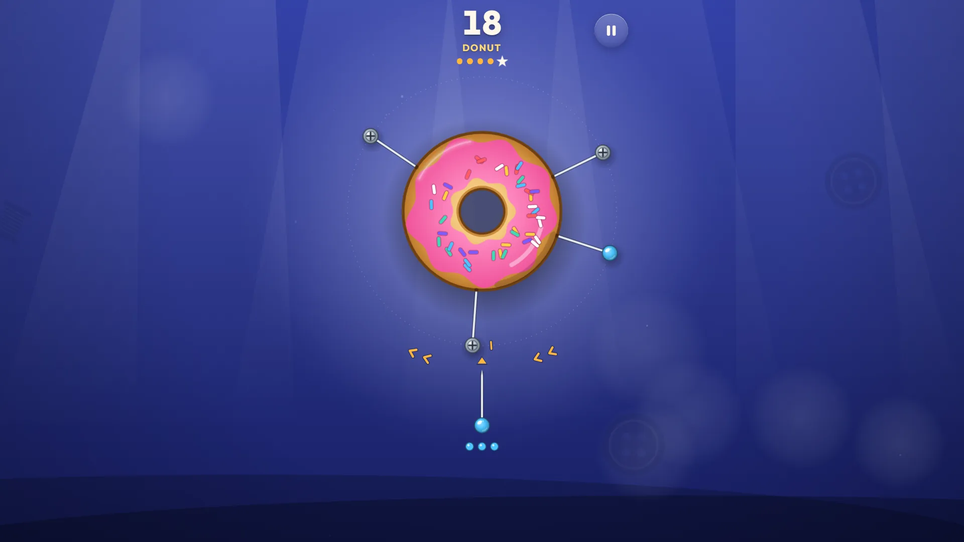 The Pinloop Donut special round with three screws in the ring and a blue pin waiting