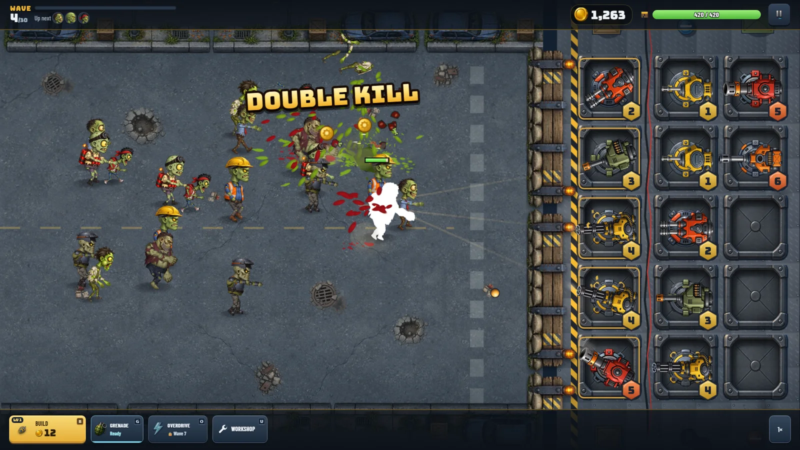 Distintos zombis avanzando bajo el fuego.