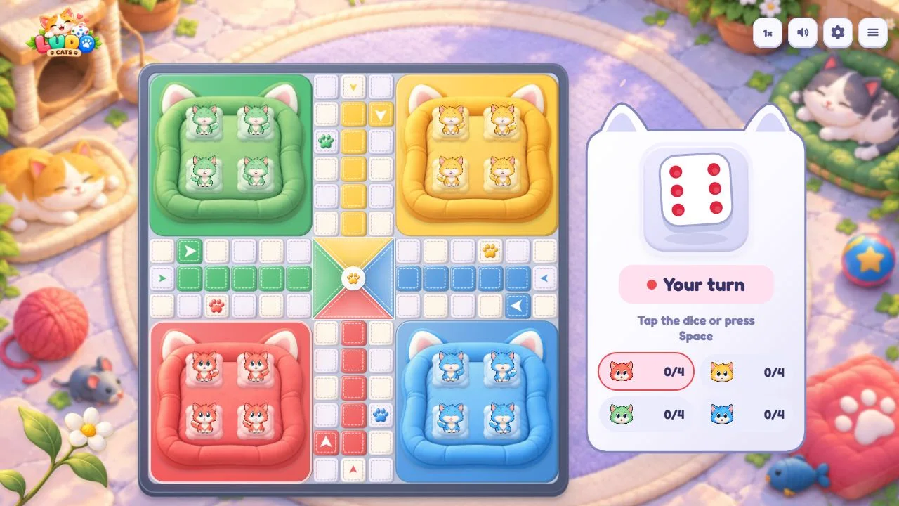 Roll the dice and race your kittens to their beds