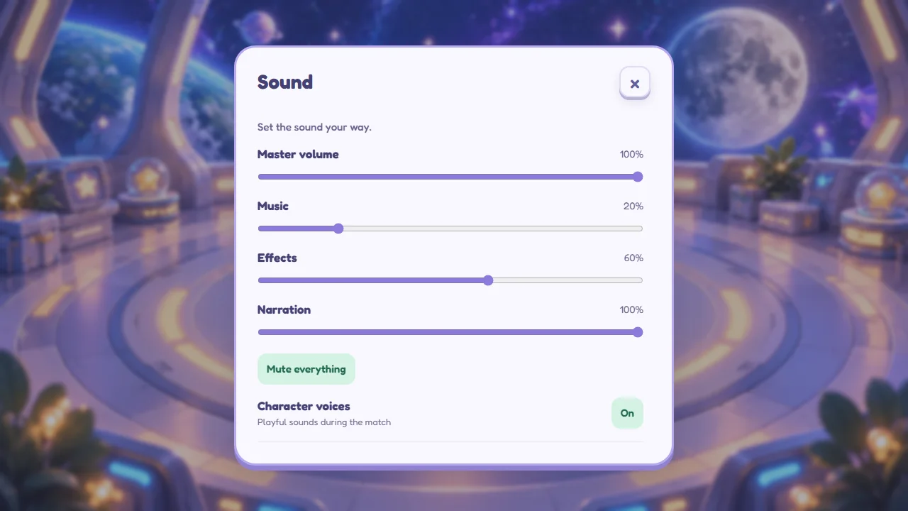 Sound settings