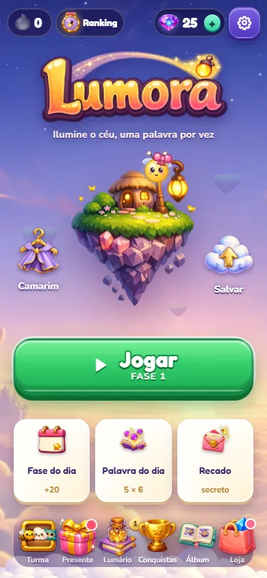 Lumora em uma tela de celular.