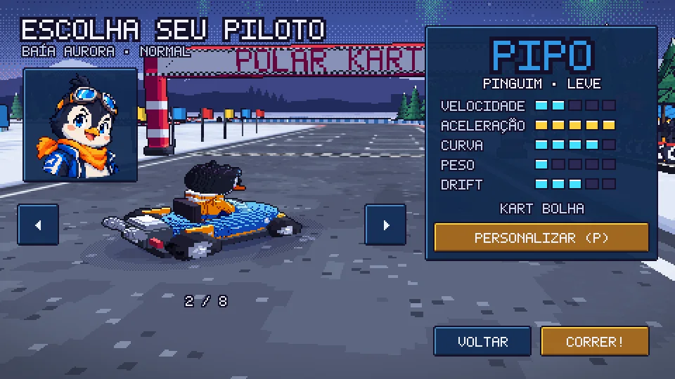 Escolha seu piloto.