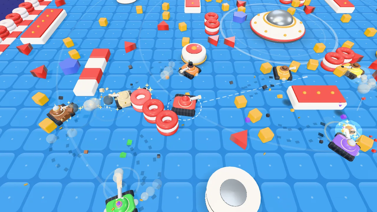 Tanks fighting in the arena.