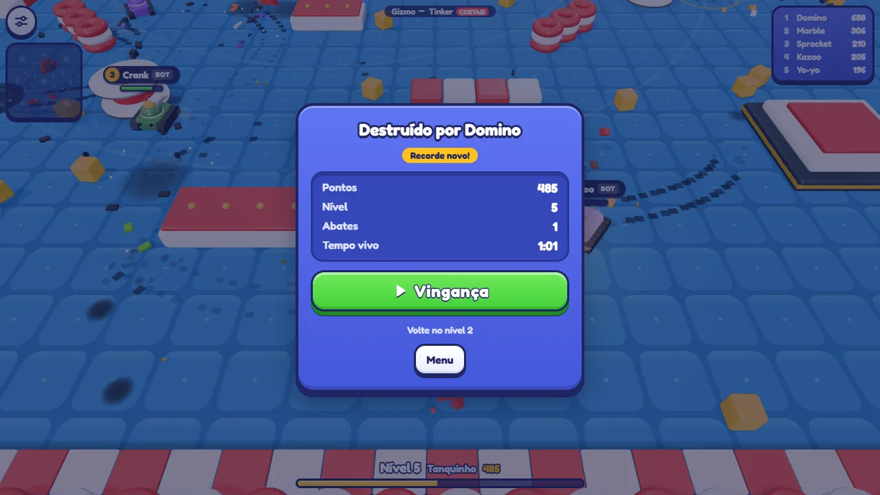 The result after being destroyed, with the Revenge button.