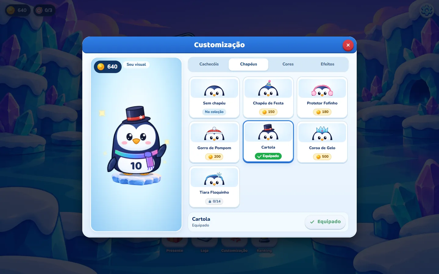 Customization: hats, scarves, colours and effects.