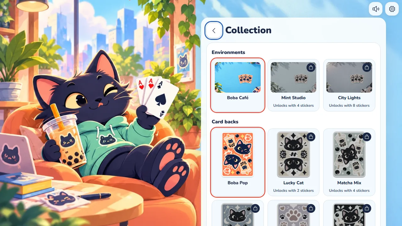 Collection of table scenes and card backs.