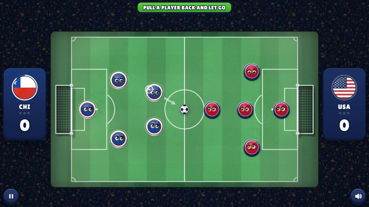 Kickoff: pull a player back and let go to shoot.