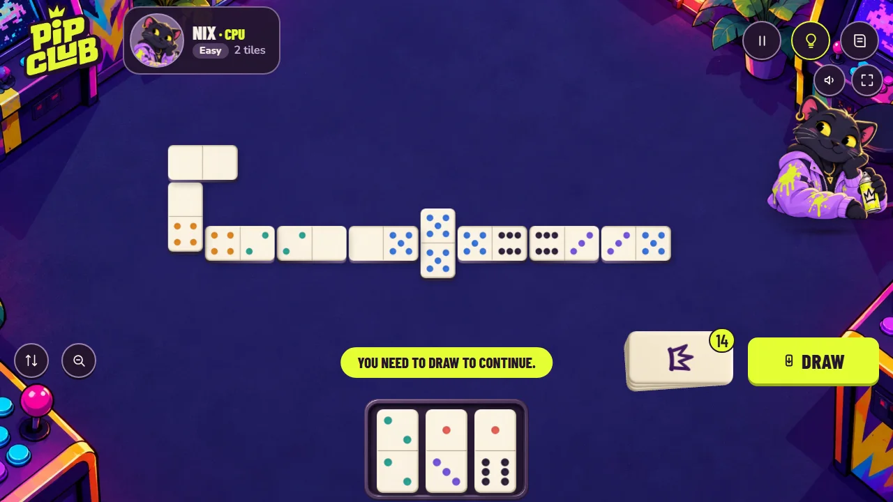 A round in progress: playable tiles glow and the table previews where they fit.