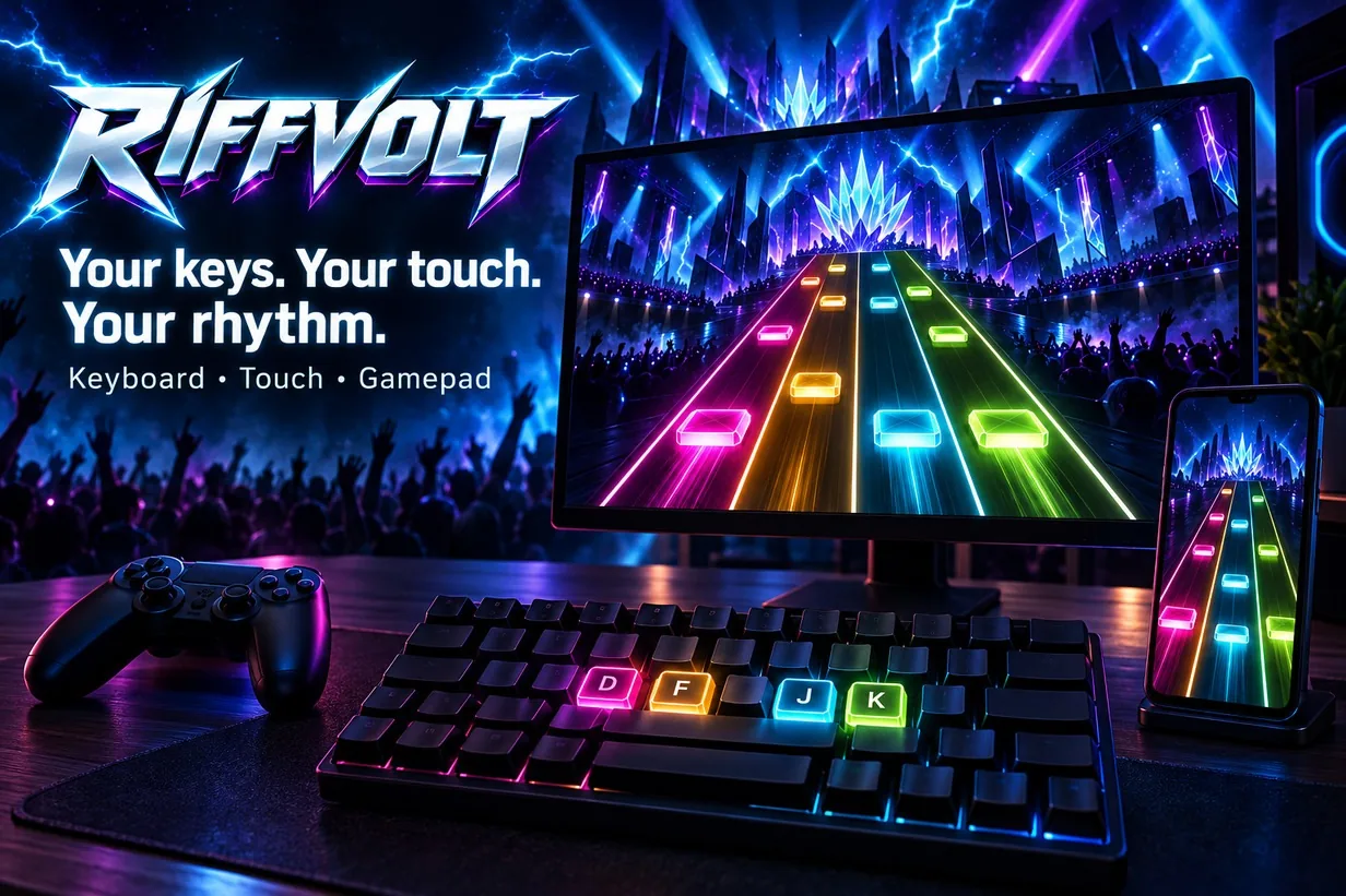 Your keys, your touch, your rhythm: keyboard, touch and gamepad.