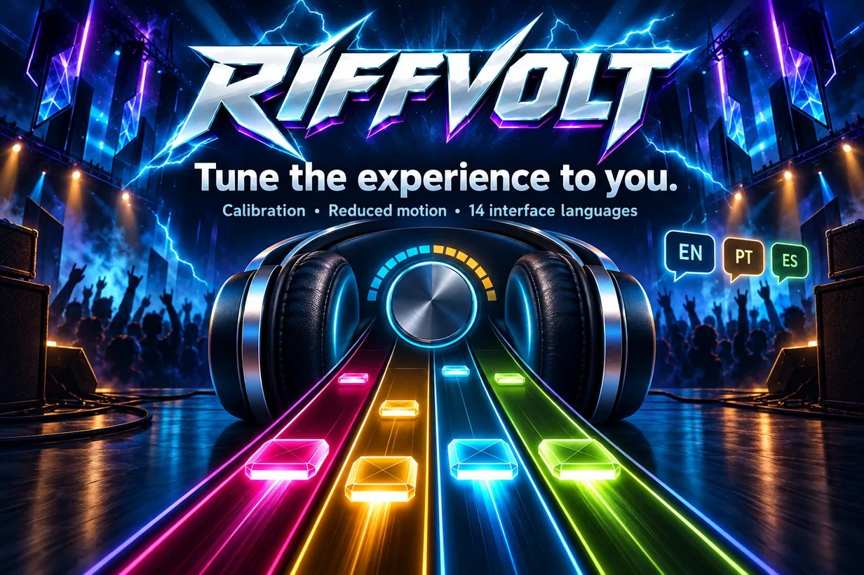 Tune the experience: calibration, reduced motion and 14 interface languages.